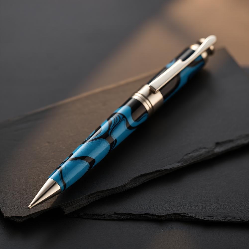 Harbor Blue Acrylic Pen — hand-turned — by Ratlum Mountain Woodcraft