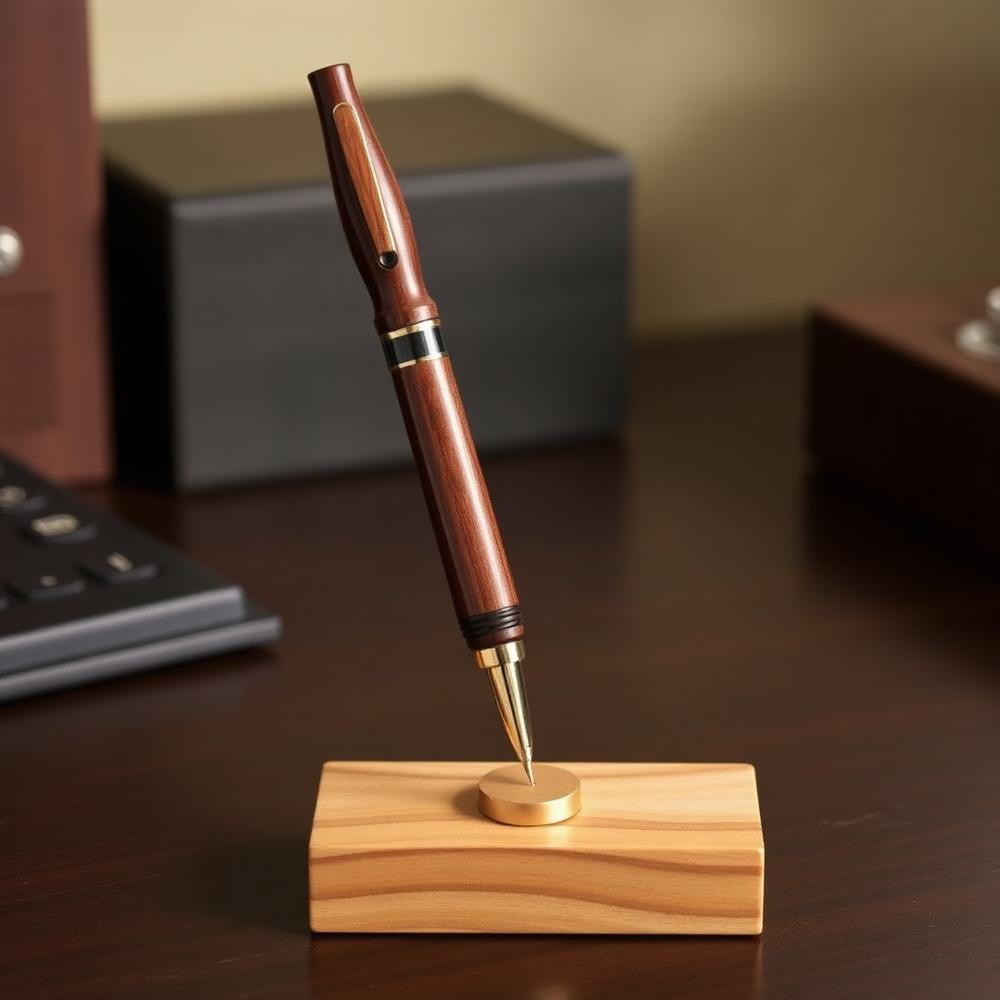 Cherry Desk Pen & Stand — hand-turned Cherry by Ratlum Mountain Woodcraft